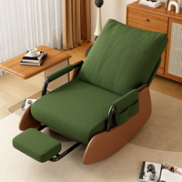 Fauteuil à bascule ergonomique pliable avec base en bois massif |   Fauteuil inclinable en coton durable anti-basculement pour salle à manger, hôtel et villa