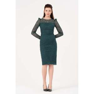 DANS <b>Emerald</b> Green Women's Elegant Solid Color Casual <b>Dress</b> with Regular Fit and Comfortable Fabric for All Seasons - Product Image 1