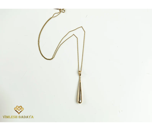 Collar de Alta Calidad con Colgante de Gota de Agua Vertical en Oro Sólido, Joyería Minimalista con Dije de Bate de Béisbol, Regalo de Navidad - Product Image 6