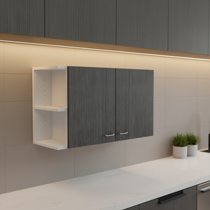 Armoire murale blanche de 19 pouces avec 2 portes et 2 étagères, armoires de cuisine au design moderne, style contemporain, montage mural - Product Image 2