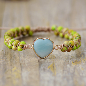Pulsera para mujeres gioielli di lusso in <span class=keywords><strong>pietra</strong></span> naturale permora bracciale in <span class=keywords><strong>pietra</strong></span> per le donne doppio strato tessuto cuore ametista bracciale - Product Image 2