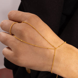 Minimalista 18K chapado en <span class=keywords><strong>oro</strong></span> esclavo pulsera anillo boda joyería moda mujer Acero inoxidable satélite cadena pulseras <span class=keywords><strong>para</strong></span> niñas - Product Image 4