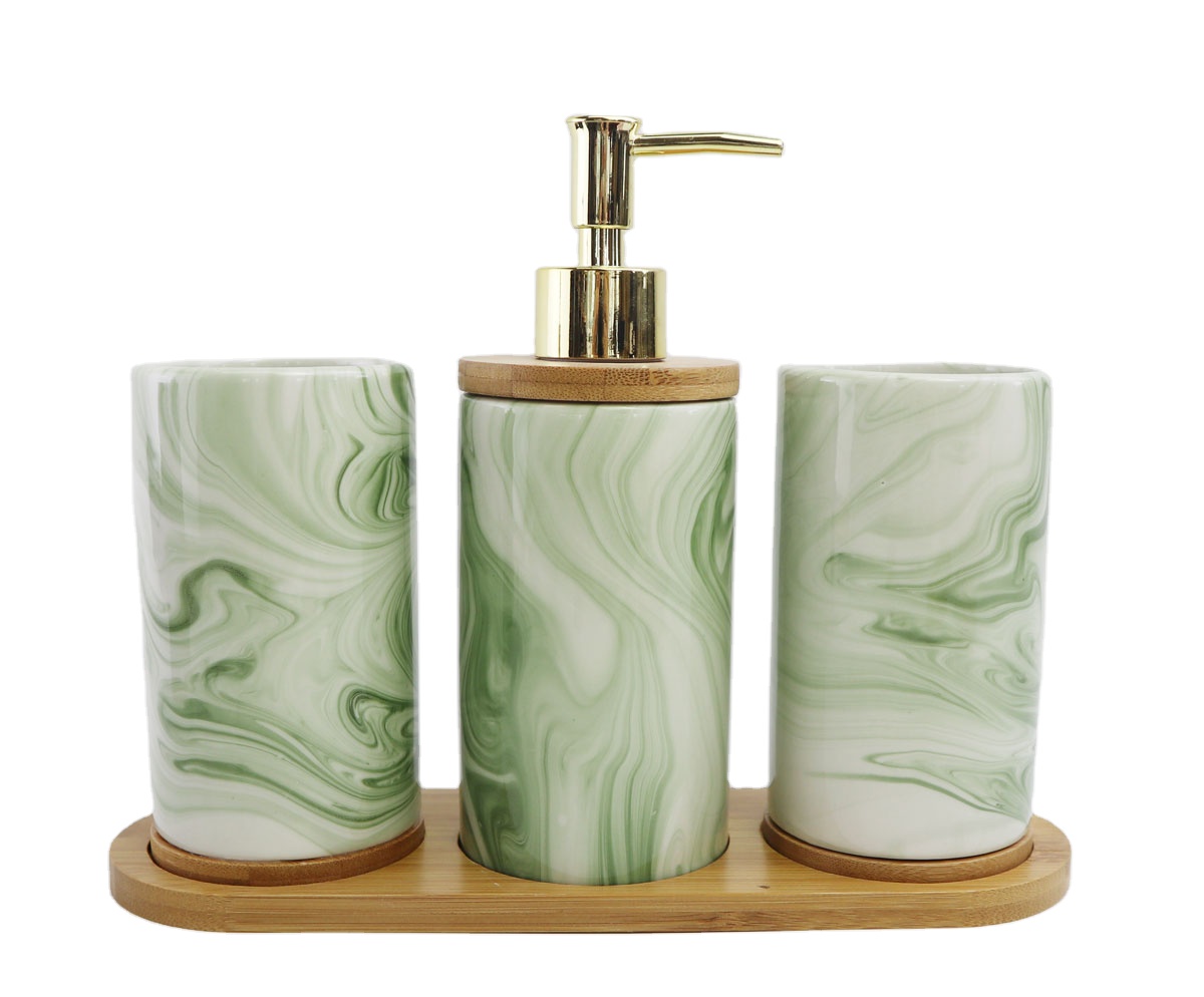 Classic green Marble Bathroom Set Five-piece Bath Set 3pcs Bathroom Accessory Set with the tray
