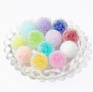 17mm Gradient Rhinestone Bubblegum Acrylic Sugar Beads Round Acrylic Round Beads For Beaded Pen