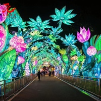 Arco di Lanterne Giganti Fatte a Mano di Zigong, Tunnel di Fiori di Ciliegio, Lanterna a Cubo con Caratteri Cinesi per Decorazioni di Eventi e Festival