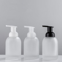 Personnalisé 250ml 375ml Cylindre Givré Clair Nettoyant Pour Le Visage Savon Pour Les Mains Shampooing Liquide Presse Mousse Pompe Moussante Bouteilles En Verre