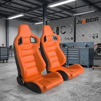 Sièges baquet de course JBR1041 en cuir PVC orange aspect carbone couleur tan