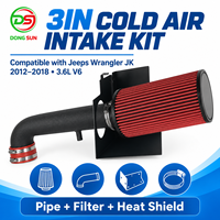 Kit d'admission d'air froid haute performance 3 pouces avec filtre et bouclier thermique compatible avec les Jeep Wrangler JK 2012-2018 3.6L V6 OEM/ODM