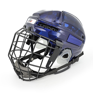 Mũ bảo hiểm khúc côn cầu chất lượng cao bằng sợi carbon xanh với lưới chắn mặt, lý tưởng cho người chơi khúc côn cầu trên băng và sân cỏ - Product Image 2