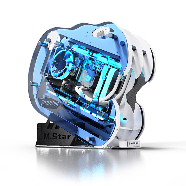 Lovingcool Open Style PC Computer Cabinet Tempered Glass Cooler CPU Case Mid Tower Micro-ATX Mini-ITX Gaming PC Case with Fans