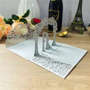 Ychon Laser Cut Cartões De Convite De Casamento Handmade 3D POP Cartão ACIMA Com Envelopes Cartões De Casamento Convite De Luxo