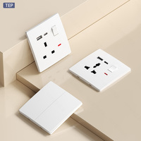 Prise électrique universelle TEP L9 à 5 broches avec interrupteur et porte de sécurité 10A 16A 20A 240V, plaque murale standard pour intérieur