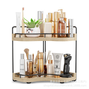 Wooden Double Layer Storage Rack 2 Tier <b>Corner</b> Shelf For Kitchen Spice Organizer Freestanding <b>Cabinet</b> - Product Image 5