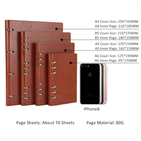 Cahier de notes rechargeables en cuir PU, pour Journal, style A4 B5 A5 A6, étiquette ajourée, 70 feuilles, Inserts de lignes, Page ample, notes