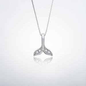 Collar de sirena de clavícula para mujer de Plata de Ley 925, collar con colgante de cola de ballena de delfín de circón clásico - Product Image 4