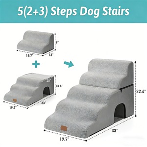 Pet Staircase 5 Step Convertible Ramp Sofa Style <b>Dog</b> Climbing Ladder With <b>Bed</b> Mat Gray Multifunctional For <b>Small</b> <b>Dogs</b> - Product Image 3
