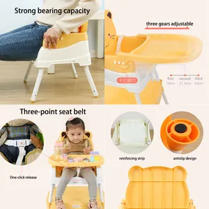 Adjustable 3 In 1 Animal Pattern Feeding Dining Booster Seat Chair Table Eat Grow Convertible Baby High Chair