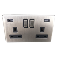 Offre Spéciale pour la maison pour le bureau sans vis poli chrome 2 gang 2 ports chargeur usb 13A prise de courant murale