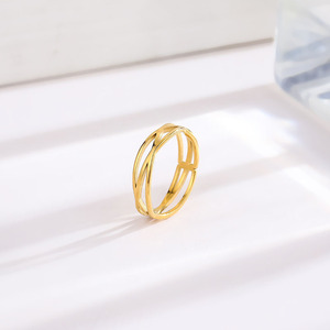 Simple Temperament Lines Hollow <strong>Titanium</strong> Steel Ring Female Niche Design High-grade Sense of 18k Gold Stainless Steel Jewelry - Product Image 6