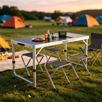 Table de plage rectangulaire moderne, légère, pliable, réglable en hauteur, portable, en alliage d'aluminium, mobilier durable