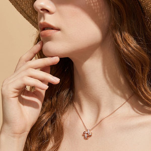 High Quality Wholesale Manufacturer Export Minimalist Shiny <b>Pendant</b> Jewelry 18K <b>Solid</b> Rose <b>Gold</b> Real Natural Diamonds <b>Pendant</b> - Product Image 4