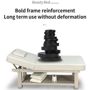 Mesa de masaje de cuero sintético de diseño moderno personalizable, cama de pestañas ajustable, Base de madera para extensiones de pestañas, sala de estar - Product Image 5