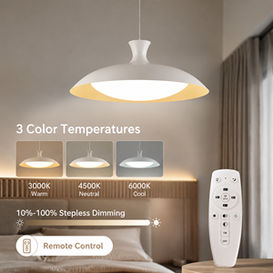 Modern Metal <b>LED</b> Pendant <b>Light</b> Remote Dimmable Tricolor 12W 40cm <b>For</b> Dining <b>Room</b> Living <b>Room</b> Bedroom Home Indoor - Product Image 3