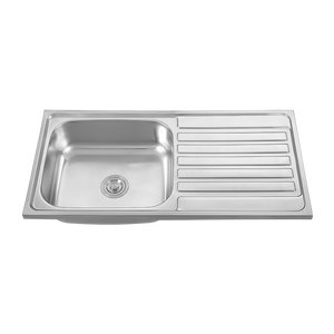 Évier de cuisine à une cuvette en acier inoxydable de <span class=keywords><strong>1</strong></span> mètre avec plateau 304/201 avec égouttoir - Product Image 1