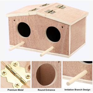Fabricant Vente en gros de nids d'oiseaux de compagnie cage d'élevage volière maison d'oiseau en bois perruche nichoir Maisons d'oiseaux en bois - Product Image 4