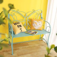 Fauteuil de jardin 2 places en fonte résistant aux intempéries avec coussin en éponge pour terrasse et pelouse