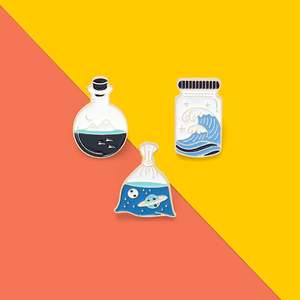 Spilla spaziale universo spilla con scritta mare mare mare mare spilla pianeta oceano vetro colletto di vetro spilla spilla - Product Image 3