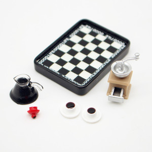 Miniature de <span class=keywords><strong>maison</strong></span> de poupée : Ensemble de jeu cafetière et grains de café, modèle de nourriture pour le thé du matin, en papier, pour <span class=keywords><strong>maison</strong></span> de poupée - Product Image 3