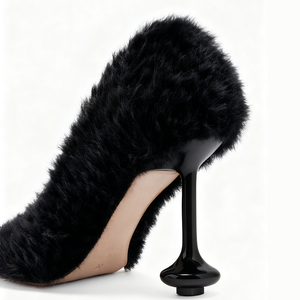 Escarpins chics à talons chaton en fourrure douce, grande taille 45, pour femmes, à bout carré, sur sandales à talons aiguilles moelleuses et fourrées - Product Image 5