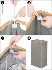 Cesto para Ropa Sucia con Anillo de Bambú, Modelo Más Vendido, Cesto para Ropa Sucia de Bambú de Gran Capacidad - Product Image 3