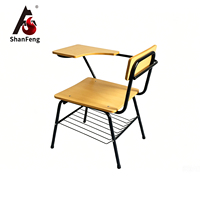 Chaise de bureau pour étudiant en bois personnalisée OEM avec étagère de rangement pour livres, structure en fer durable pour salle de classe, bureau à domicile et utilisation en extérieur