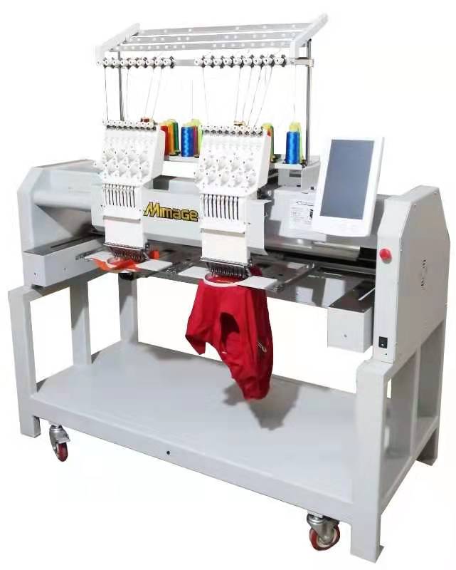 Industrial Dual Station 15 Colors Needle Sewing Machine Garment Flat Multifunction Embroidery Device