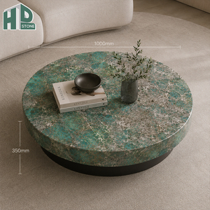 Tables basses rondes en marbre vert exotique <span class=keywords><strong>de</strong></span> qualité supérieure HDSTONE pour villas <span class=keywords><strong>de</strong></span> luxe, hôtels, salons, vente en gros - Product Image 1