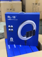 Ensemble de lumières annulaires à intensité variable RL de 18 pouces avec support idéal pour le maquillage de selfie et de prise de vue vidéo et la diffusion en direct