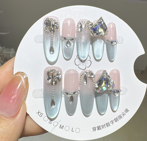 Ensemble de <span class=keywords><strong>faux</strong></span> <span class=keywords><strong>ongles</strong></span> à la mode pour femmes élégantes pointes de presse élevées conception oblongue mixte réutilisable pour l'application des doigts - Product Image 5