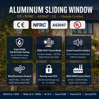 Fenêtre coulissante en aluminium certifiée CE NFRC AS2047 UL, en aluminium 6063-T5 avec rupture de pont thermique PA66, pour jardin, résidentiel, salon (OEM/ODM)