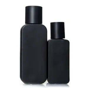 50ml 30ml Perfume Bottle Flat Shoulder Rectangular Black Clear Empty Perfume Bottle Glass With Sprayer