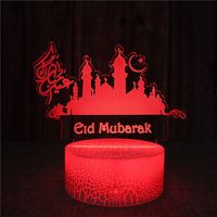Lampe de prière musulmane Ramadan à 16 couleurs, lampes LED 3D, lumière de nuit islamique, lampe de table, symbole de piété, lampe de lune Coran