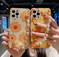 Hoya Casing Ponsel Motif Bunga, Pelindung Belakang Ponsel iPhone 13 Pro Max dengan Gelang Mutiara