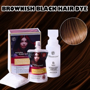 Crema de Tinte para el Cabello Herbal Orgánica Natural Premium (Negro Marrón), Fórmula Nutritiva Semipermanente, 60ml*2, GMPC ISO 22716 - Product Image 5