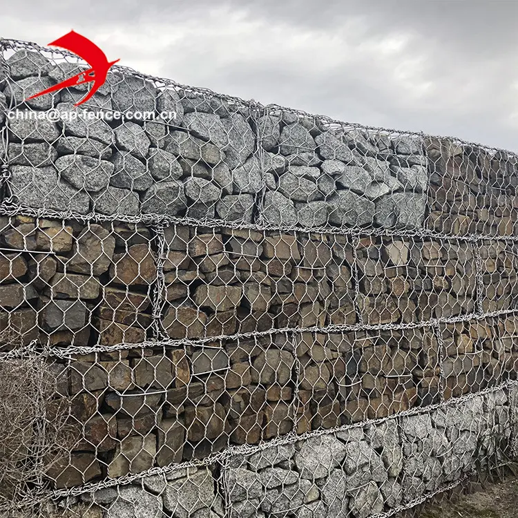 2x1x1m galfan 2.7mm tel malzeme gabion sepet/8x10cm taş çit/gabion çanta demir tel örgü çin profesyonel fabrika