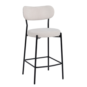 TABOURET EN TISSU NOIR ET BEIGE - Product Image 1