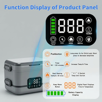 Boîte à lunch chauffante sans fil rechargeable 1,5 L en acier inoxydable 304, chauffage rapide 100°C, maintien au chaud 24H, Type C PD45W, pour la maison et l'extérieur