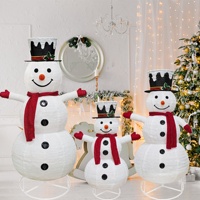 Bestseller: Pupazzo di Neve Pieghevole con Cappello da Babbo Natale Illuminato a LED, Decorazione Natalizia in Ferro Battuto e Tessuto PVC, Altezza 90-150cm
