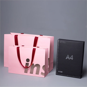 Túi Giấy Màu Hồng Mua Sắm Bán Lẻ Cá Nhân In Tùy Chỉnh Có Tay Cầm Ruy Băng - Product Image 3