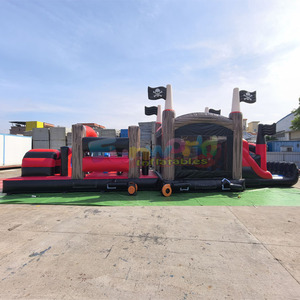 Circuito de obstáculos inflable de grado comercial, gran tamaño, con diseño de barco pirata y combo de castillo inflable. - Product Image 4